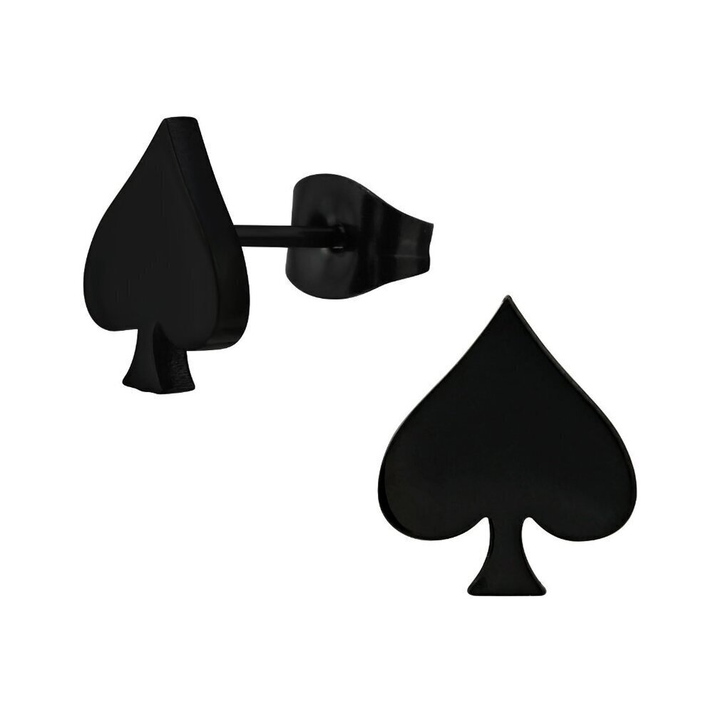 Black Stainless Steel Spade Earring Stud | 10mm